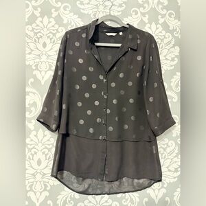 4/$25‎ • Reitmans Polka Dot Print Sheer Blouse